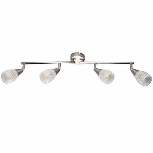 Globo Lighting Franziska Ceiling Spotlight Bar in Matt Nickel with Clear Glass and Crystals, 4x E14 – 1