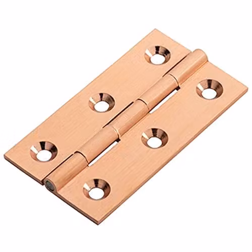 Loops Pair of Screw-on Cabinet Hinges in Satin Copper, W: 64 mm, H: 35 mm, D: 2 mm