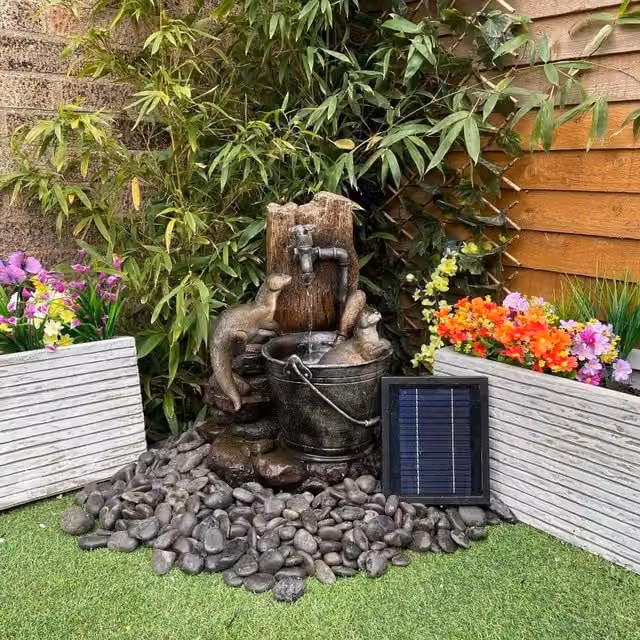Tranquility Water Features Otters at Tap Animal Water Fountain in Grey