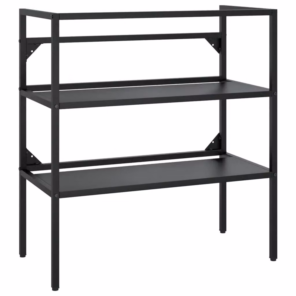 Berkfield Home Black Metal Bathroom Washbasin Frame W: 79 cm, D: 38 cm, H: 83 cm – 2