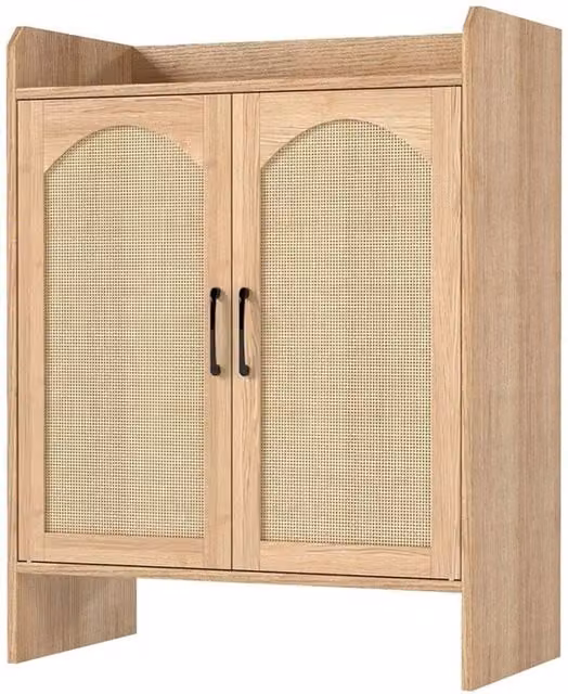 Nordara 5-Layer Rattan Shoe Cabinet with Adjustable Internal Shelves in Beige – 1