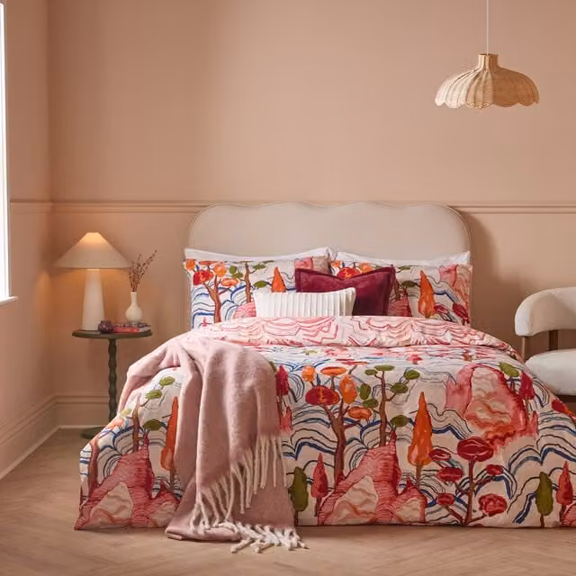 Terra Nova Single Reversible Floral Cotton Duvet Cover Set, Multicolour, 90 x 200 cm