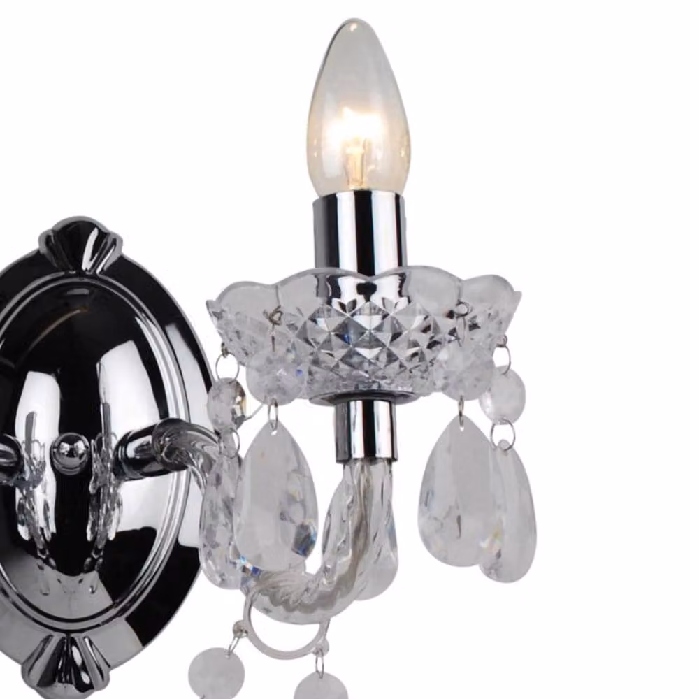 First Choice Lighting Marie Therese Style Twin Wall Light in Chrome and Transparent Acrylic – 3