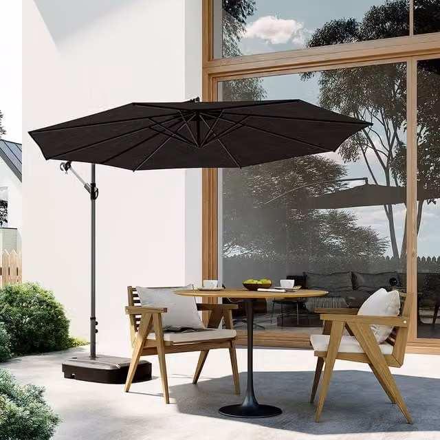 Breeins 3m Cantilever Parasol with Fillable Base and Wheels in Black
