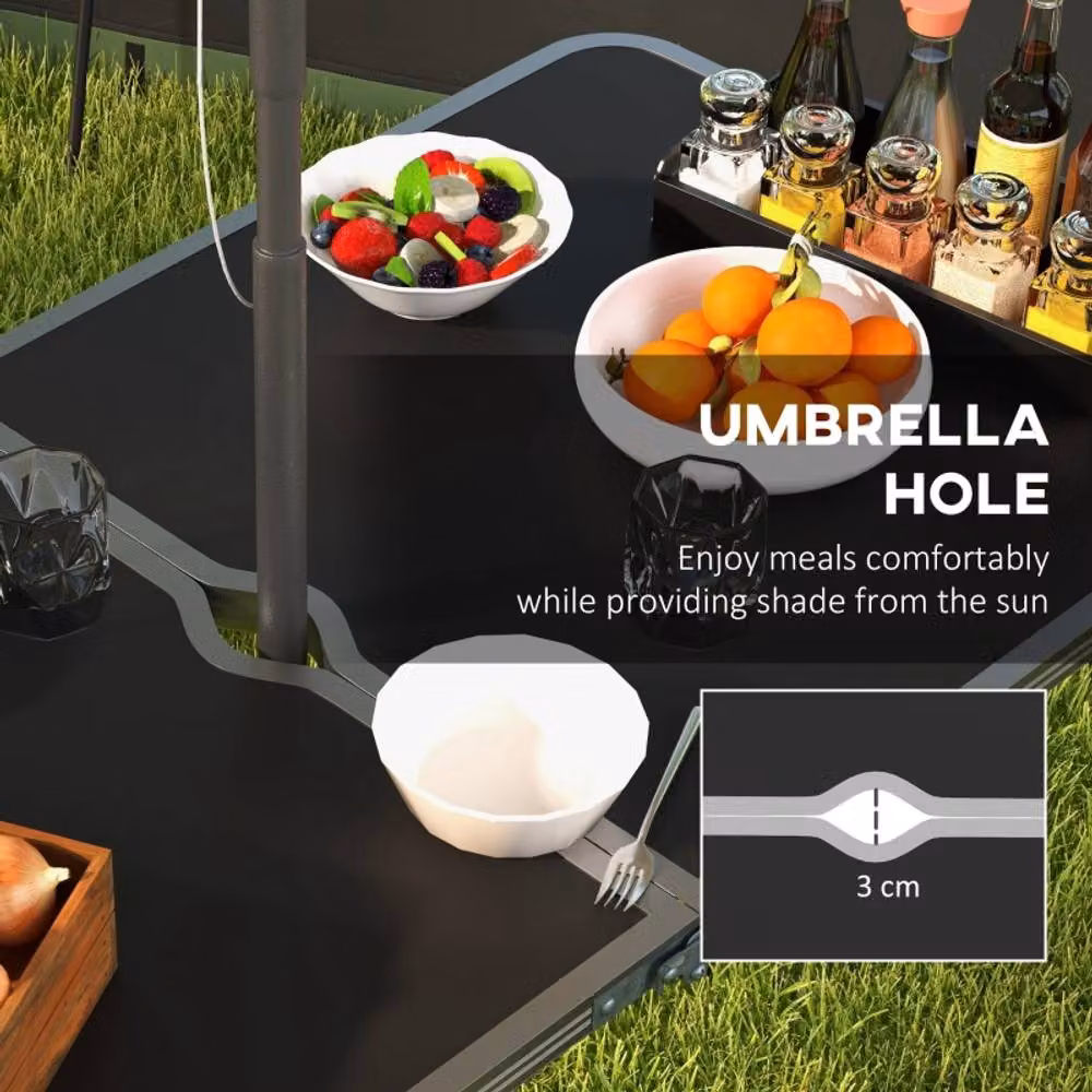 STILVORA Picnic Table Set with Foldable Metal Structure in Matt Black – 4