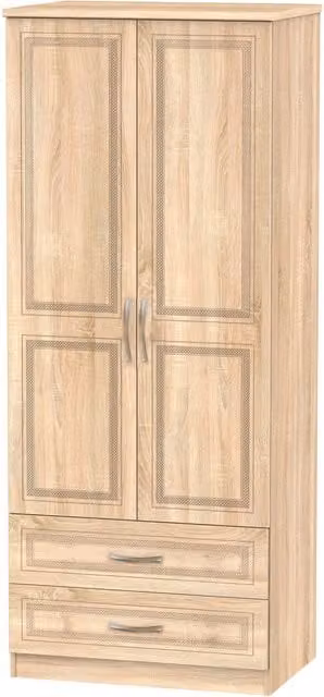 Ready Assembled 2 U Oxford 2 Door 2 Drawer Wardrobe in Natural Brown