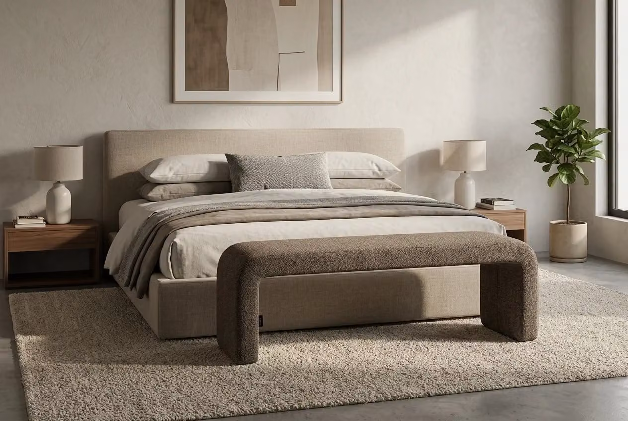 Araco Atelier Mode Bench in Beige Fabric