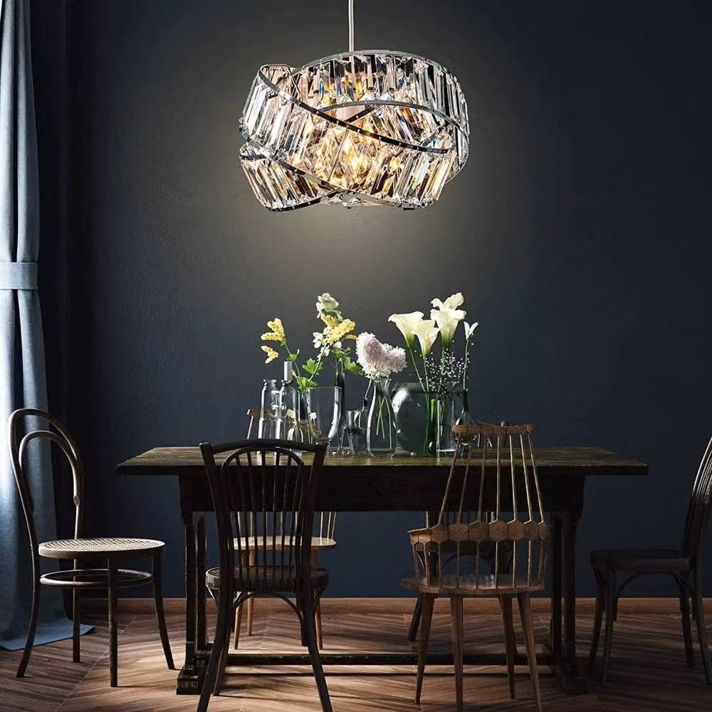 EONLION Modern Intertwined Ring Crystal Light Shade in Clear and Chrome – 4