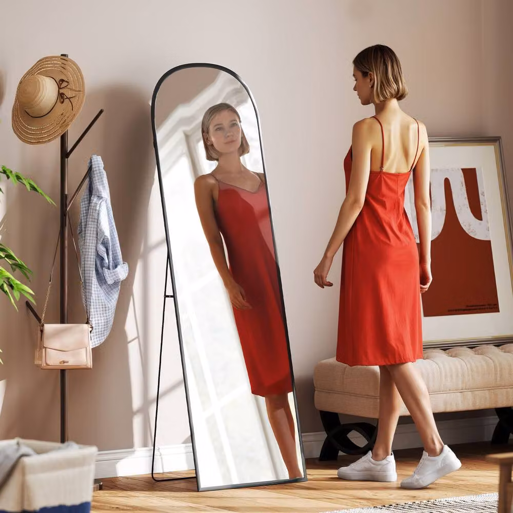 STILVORA Full Length Rectangular Wall Mirror with Aluminium Frame, Black, H: 164.5 cm x W: 60.0 cm – 3