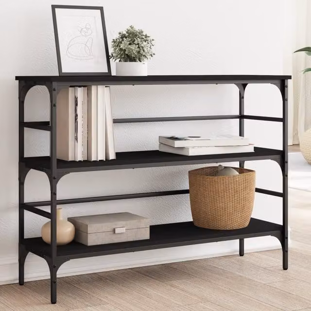 Berkfield Home Black Industrial Console Table in Engineered Wood W/D/H: 100 x 32 x 75 cm
