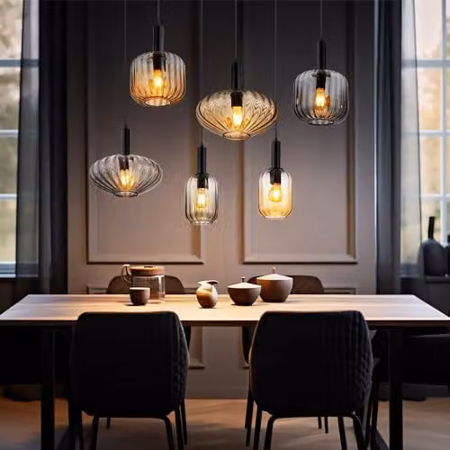Netlighting Valletta Cluster Pendant Ceiling Light in Black with 6 Glass Shades and E27 Sockets – 4