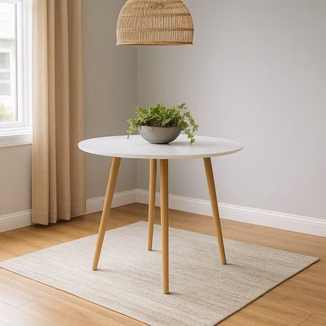 Kosy Koala Modern Square White Dining Table for 4 Seats, H 75 x L 90 x W 90 cm