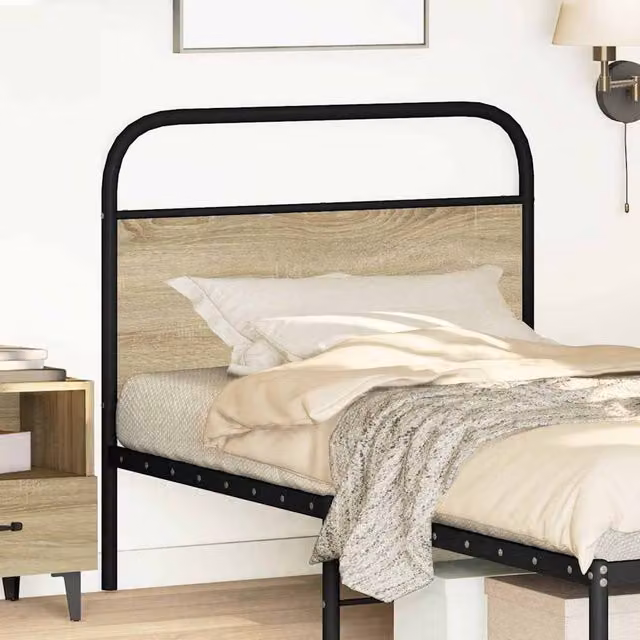 Berkfield Home Sonoma Oak Headboard in Light Tan with Steel and Engineered Wood, Width: 90 cm – 1