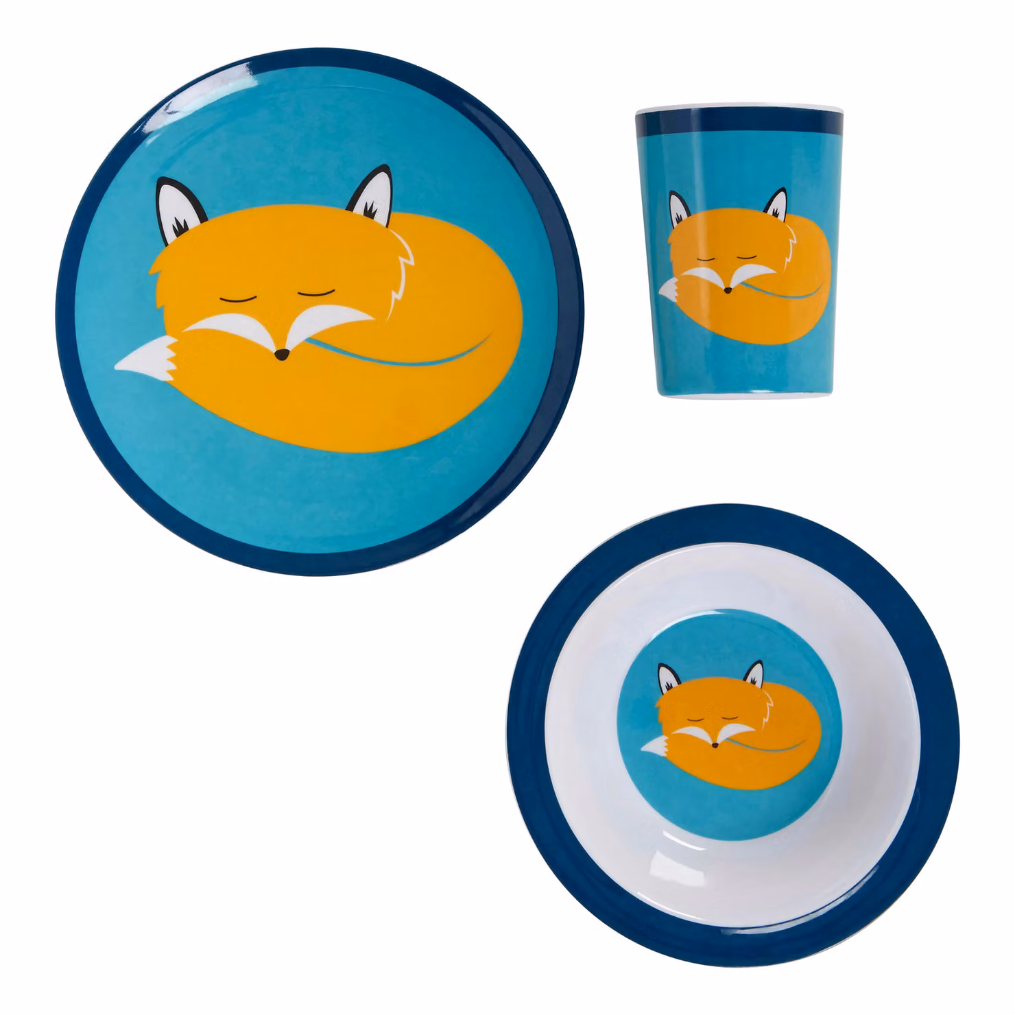 Orsina Felix Fox Childrens Melamine Dinner Set, Multicolour – 2