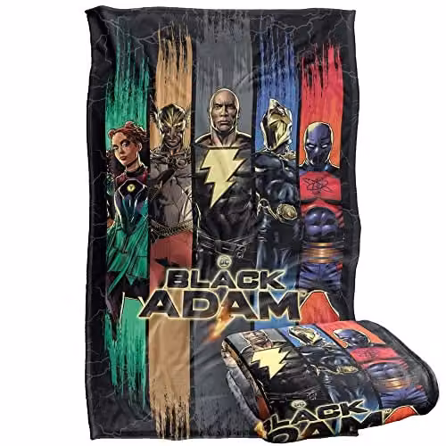 Black Adam Players Silky Touch Super Soft Fleece Throw Blanket, Black and Multicolour, W: 91 cm, D: 147 cm