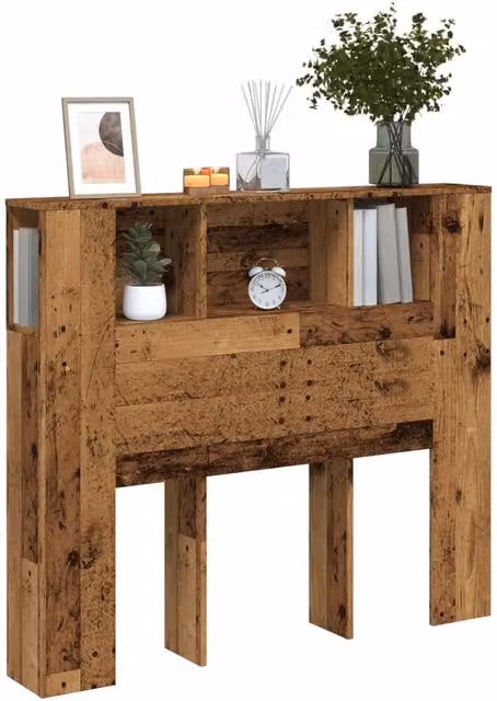 Berkfield Home Headboard Cabinet in Old Wood Brown, W: 120 cm, D: 19 cm, H: 104.5 cm – 1
