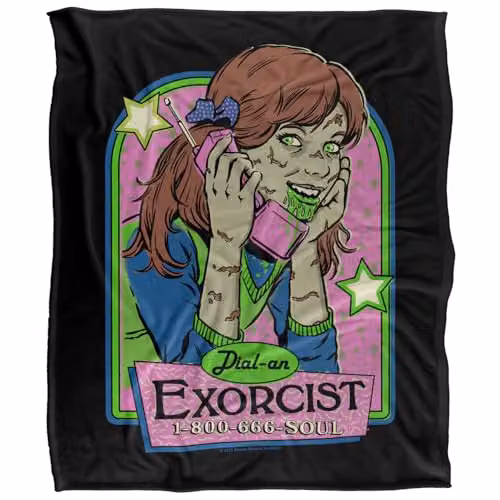 Steven Rhodes Dial An Exorcist Super Soft Fleece Throw Blanket, Multicolour, W/D/H: 152 x 127 cm – 5
