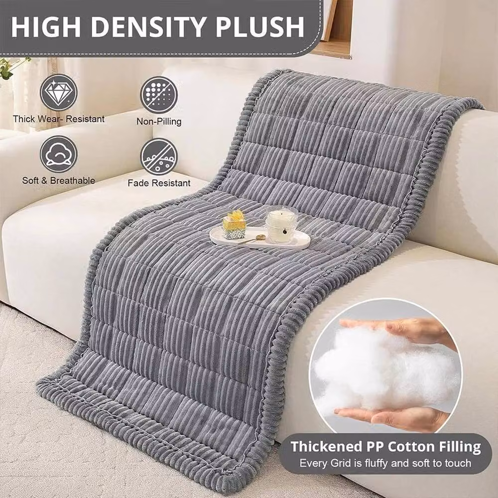 EONLION Grey Corduroy Sofa Cover and Pet Mat, W: 70 cm, D: 150 cm – 4