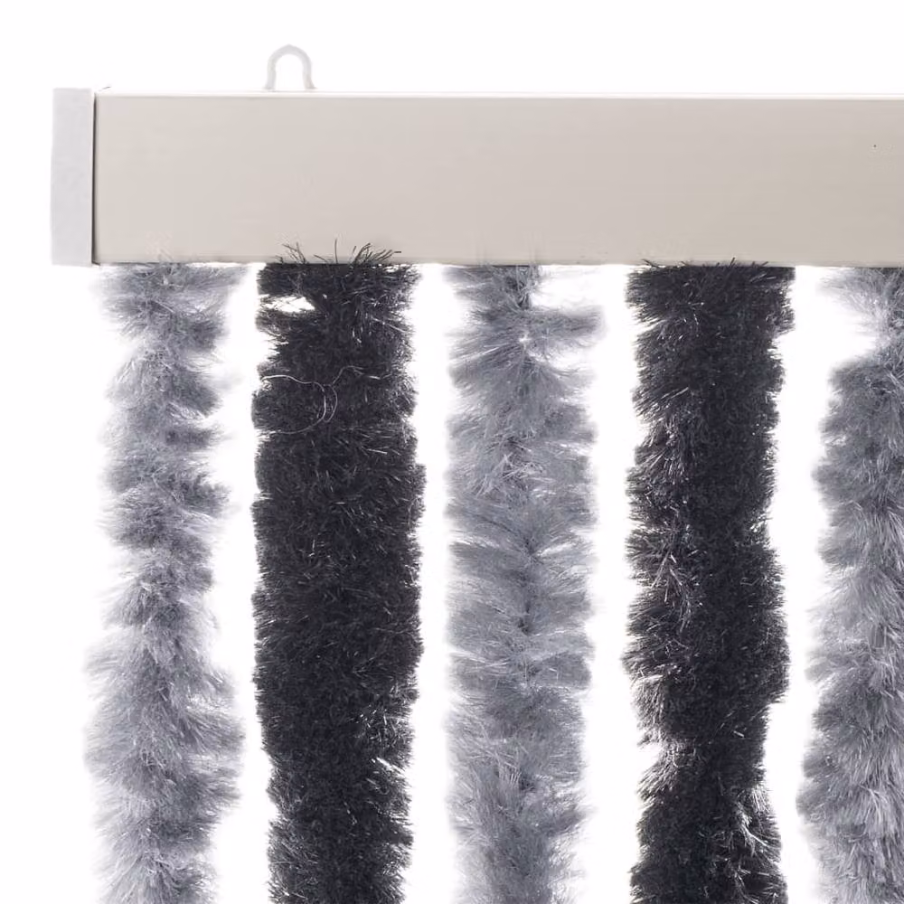 Berkfield Home Grey and Black Striped Chenille Soft Fly Curtain, W: 100 cm, H: 200 cm – 4