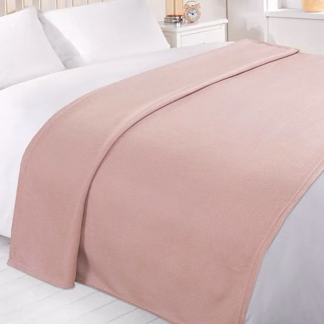 Dreamscene Plain Pink Fleece Throw Blanket, W: 150 cm