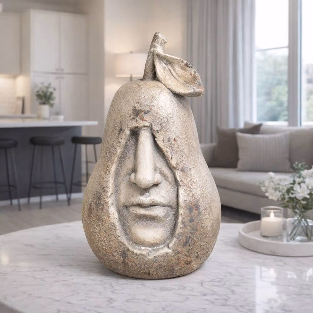 Gifts Direct 2 U Stone Effect Pear Face Garden and Home Decor Sculpture in Beige – 3