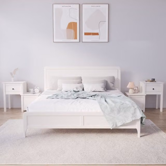 Berkfield Home Set of 2 White Rustic Solid Wood Pine Bedside Cabinets W/D/H: 79.5 x 38 x 65.5 cm