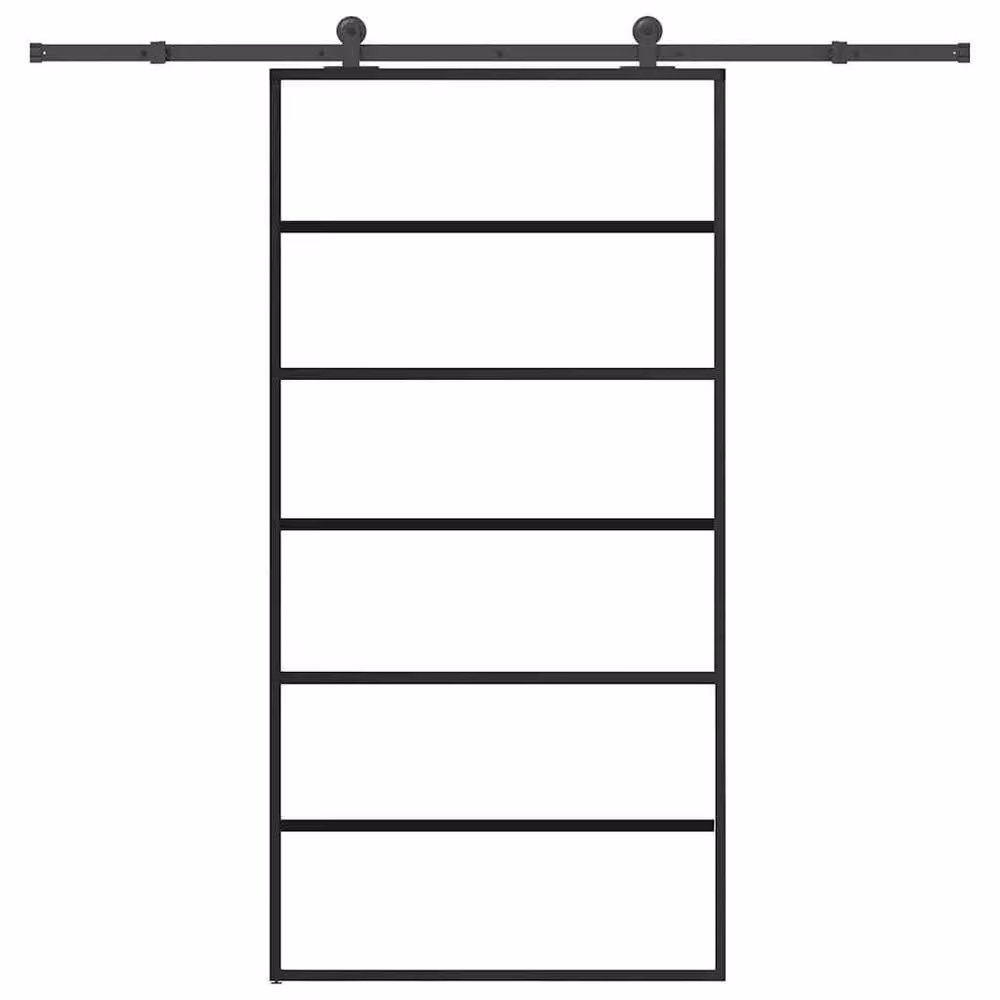 Berkfield Home Sliding Door with Hardware Set, Black ESG Glass and Aluminium, W: 102 cm, H: 205 cm – 2