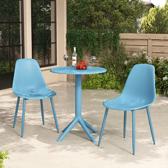 Rimini Cala Outdoor Bistro Set with Round Table and Two Chairs in Sky Blue