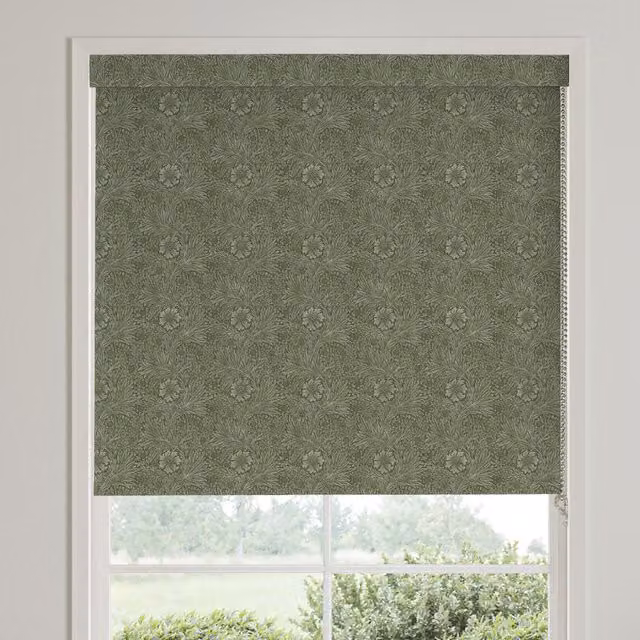 William Morris Marigold Sage Green Floral Blackout Made To Measure Roller Blind