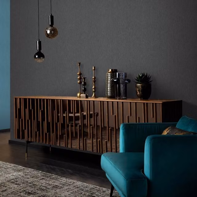 Erismann Modern Plain Pre-pasted Vinyl Wallpaper in Black and Grey
