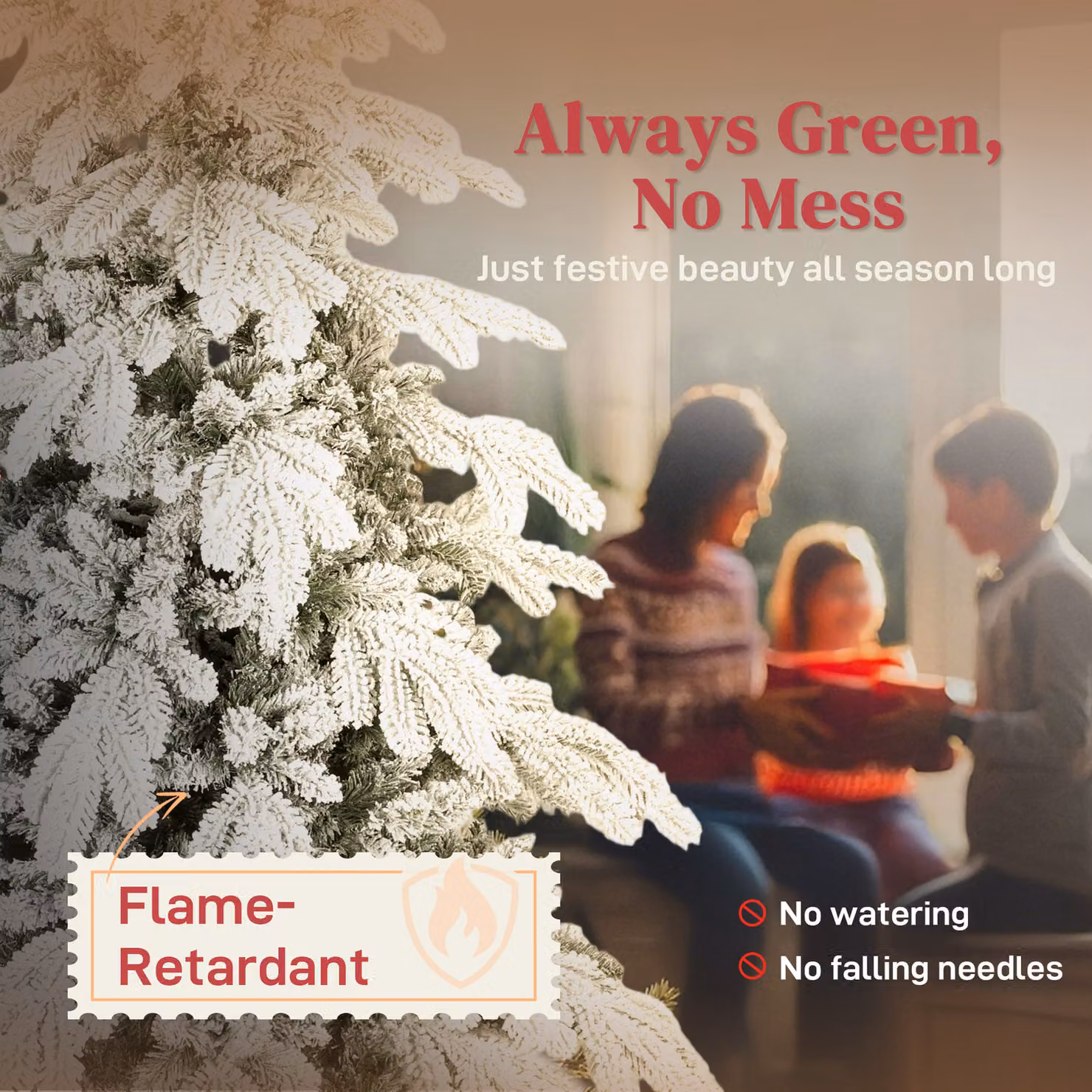 HOMCOM 7ft Super Flocked Christmas Tree in Green and White – 4