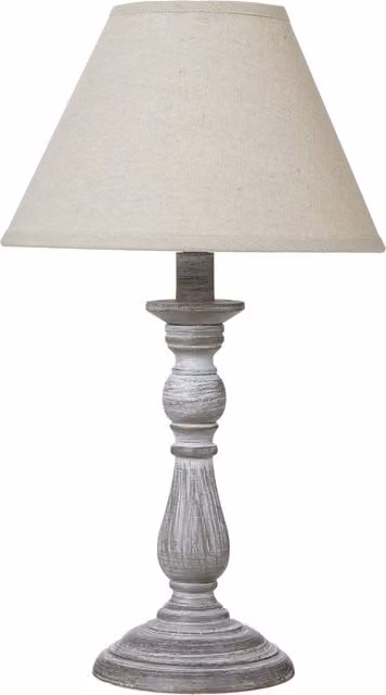 KDMK Augusta Column Table Lamp with Grey Ceramic Base and Beige Fabric Shade