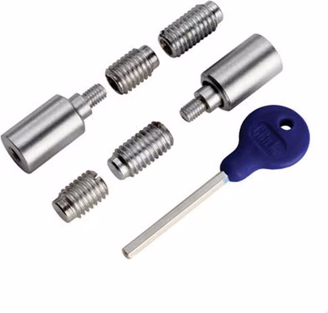 Loops Sash Window Stop Lock Set with Key in Satin Chrome, 25 x 16mm Window Restrictor