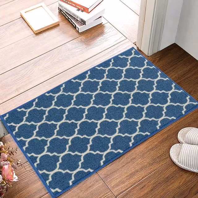 Smart Living Nonslip Trellis Gel Back Mat in Blue, W: 80 cm x L: 150 cm