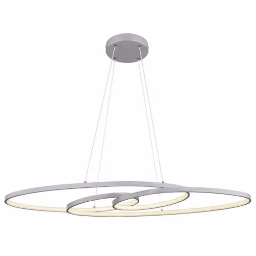 Globo Lighting Modern Silver Aluminium LED Ring Pendant Light with CCT Memory, 39 W, 2200 lm, W/D/H: 36 x 36 x 120 cm