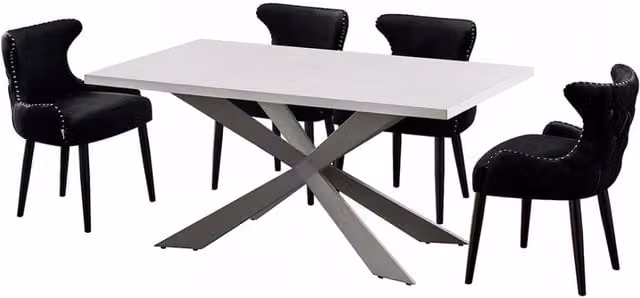Life Interiors Oxford Duke LUX Modern Rectangular Dining Set with Table and 4 Black Chairs