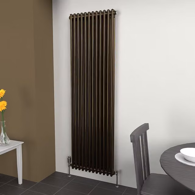 Lux Heat Vertical Coloured Column Radiator in Antique Brass, H 180 cm x W 56 cm
