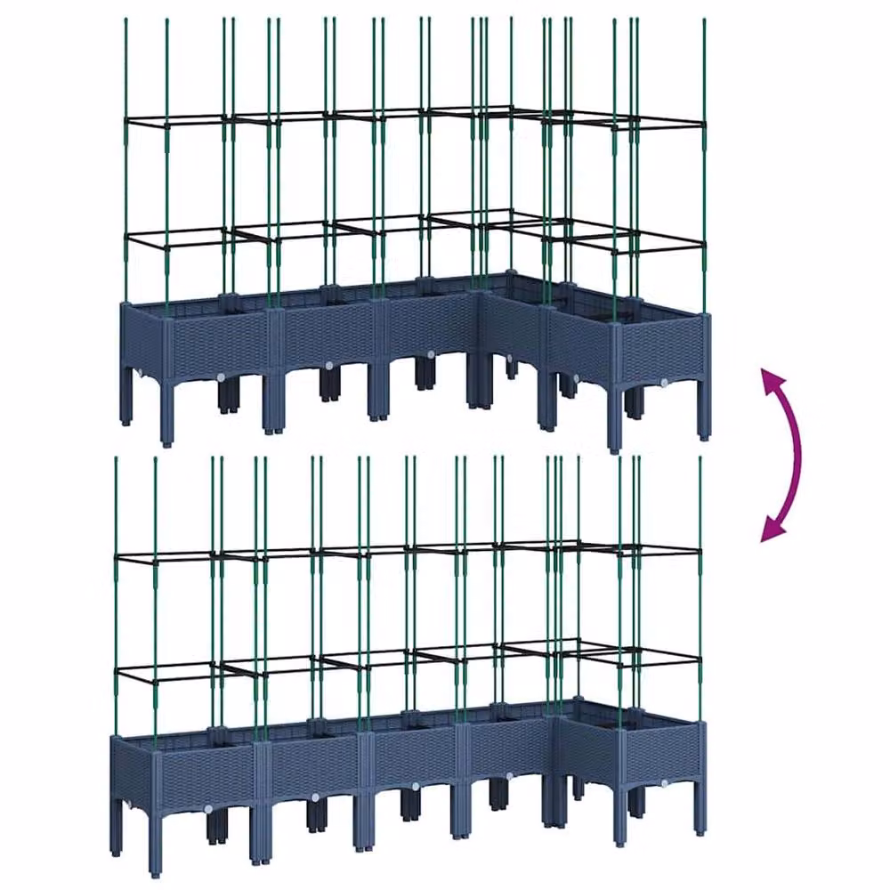 Berkfield Home Garden Planter with Trellis in Blue and Grey, W/D/H: 160 x 120 x 142.5 cm – 4