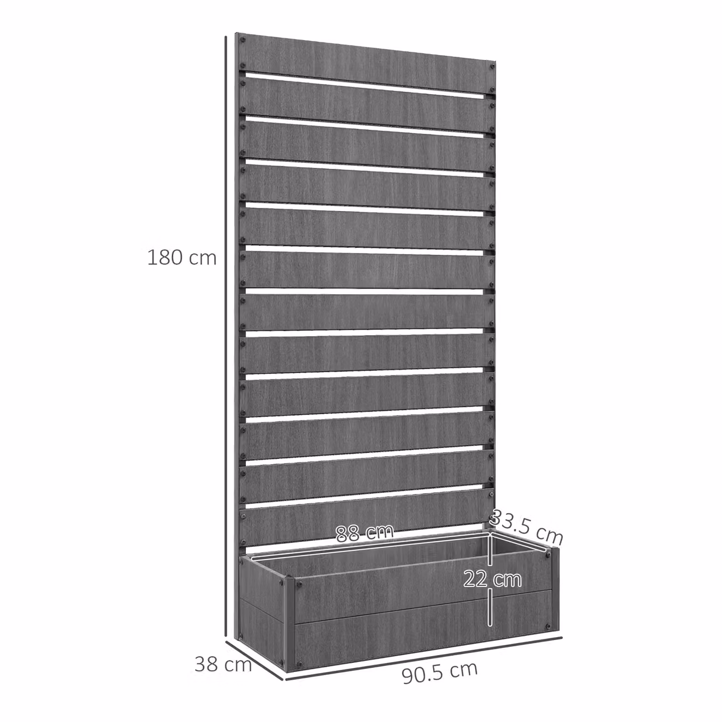 Outsunny Grey Garden Planter with Trellis for Climbing Plants and Vines, W/D/H: 180 x 33.5 x 66 cm – 3