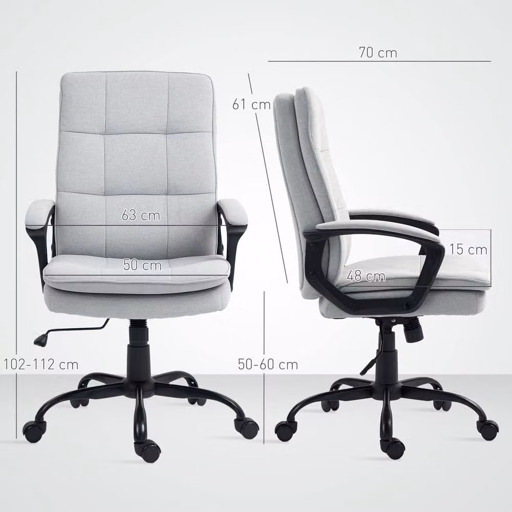 STILVORA Grey Fabric Upholstered Task Chair with 360 Degree Swivel and Castors – 2