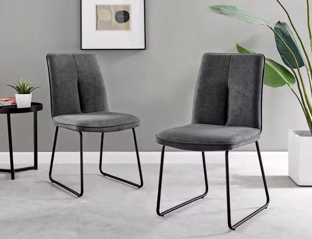 FurnitureboxUK Penrose Round Dining Table and 4 Halle Chairs in Black and Dark Grey, Diameter: 120 cm