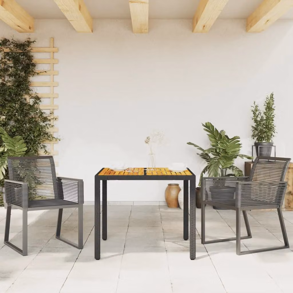 Berkfield Home Set of 2 Black Poly Rattan Garden Chairs with Armrests and Powder Coated Steel Frame – 3