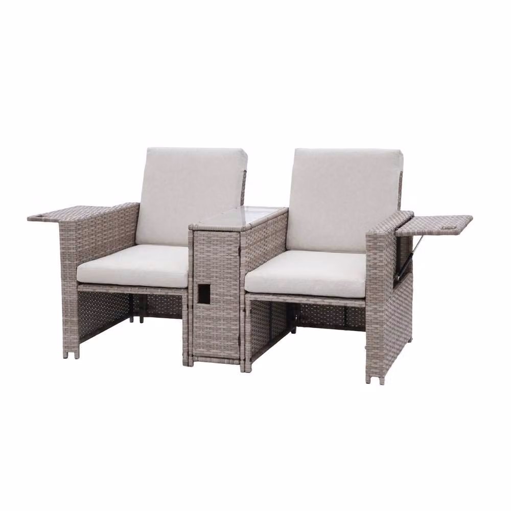 Furniture Maxi Galle 5-Piece Polyrattan Garden Sofa Set with Storage Daybed in Beige – 2