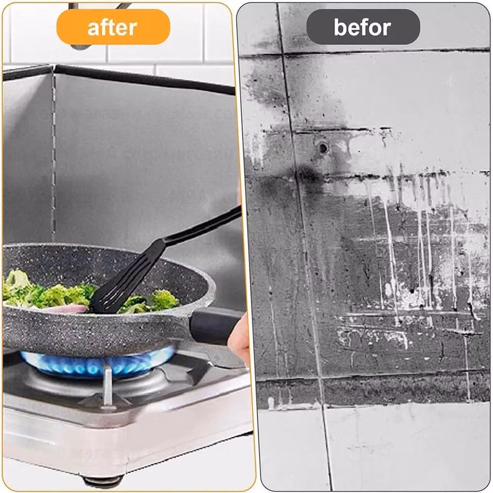 NESTLUNE Silver Folding Kitchen Splatter Screen Stove Shield-Guard, W: 100 cm, H: 15 cm, D: 15 cm – 3