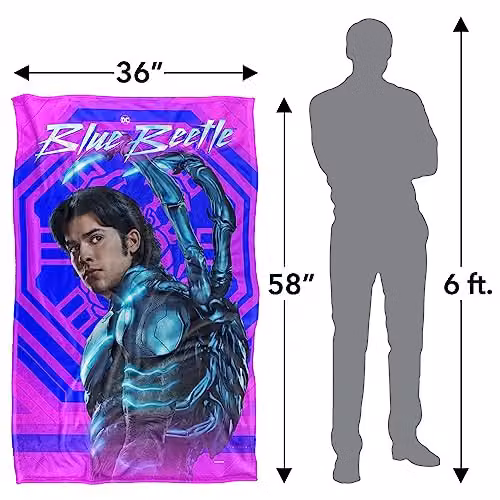 Warner Bros. Blue Beetle 2023 Neon Glare Super Soft Fleece Throw Blanket, Blue and Multicolour, W: 91 cm, D: 147 cm – 4