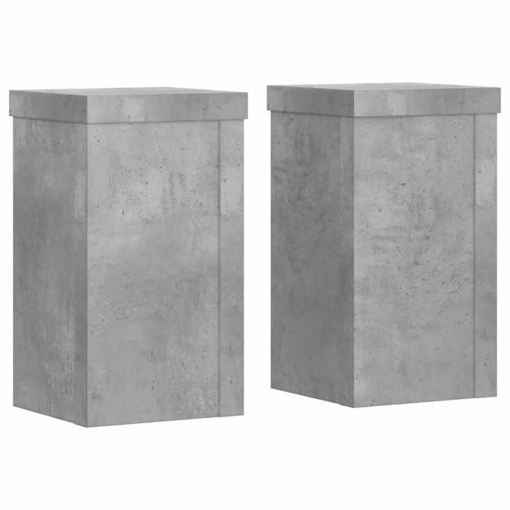 Berkfield Home Set of 2 Rectangular Plant Stands in Concrete Grey, Engineered Wood, W/D/H: 10 x 10 x 18 cm – 2