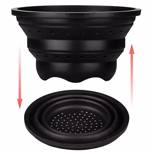 Orsina Black Collapsible Silicone and Metal Colander and Food Steamer