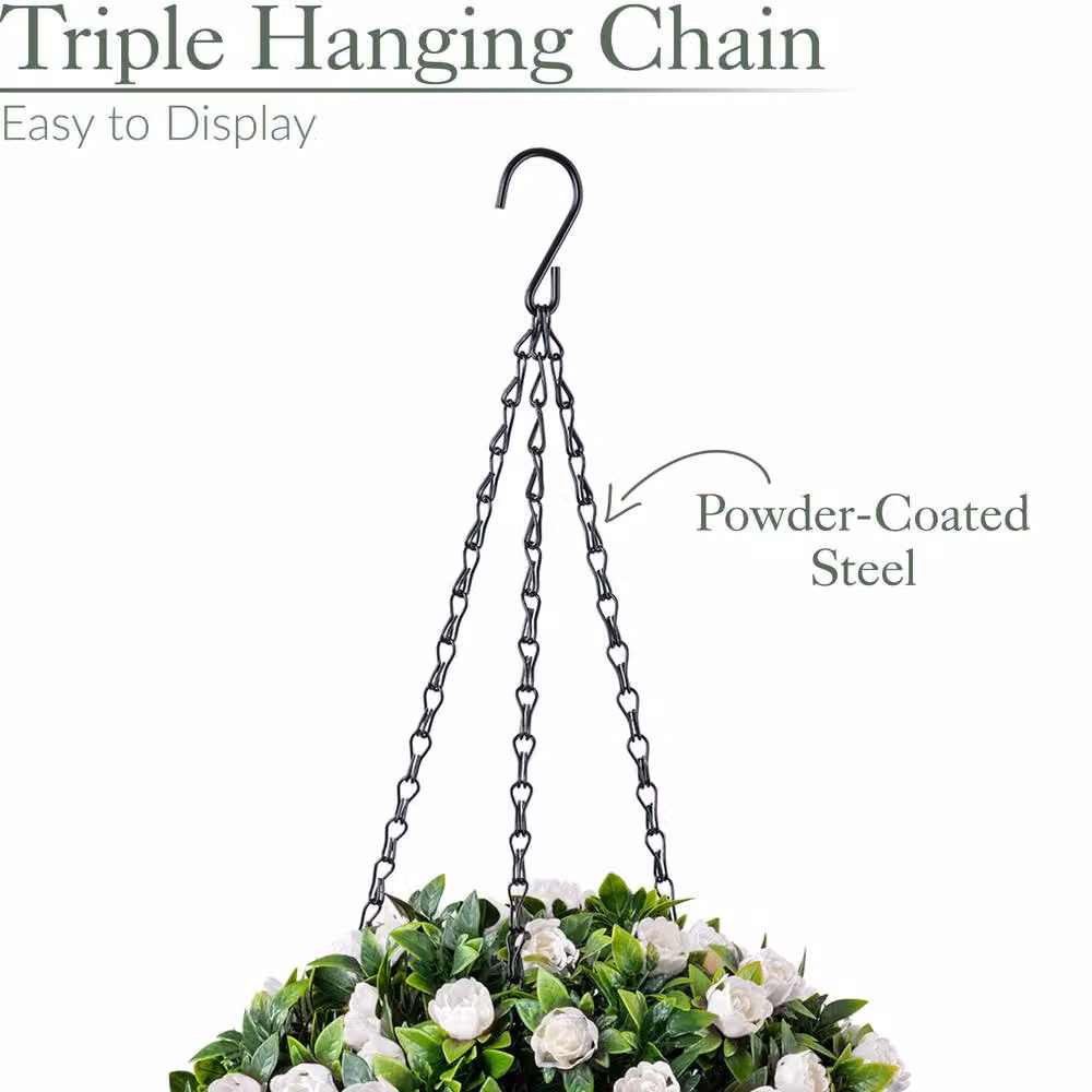 Christow Artificial White Rose Topiary Hanging Flower Plants, 2 x Diameter: 28 cm – 4