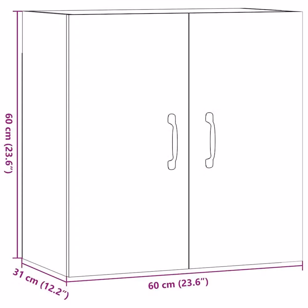 Berkfield Home Wall Mounted Cabinet in Old Wood Brown, W/D/H: 60 x 31 x 60 cm – 6