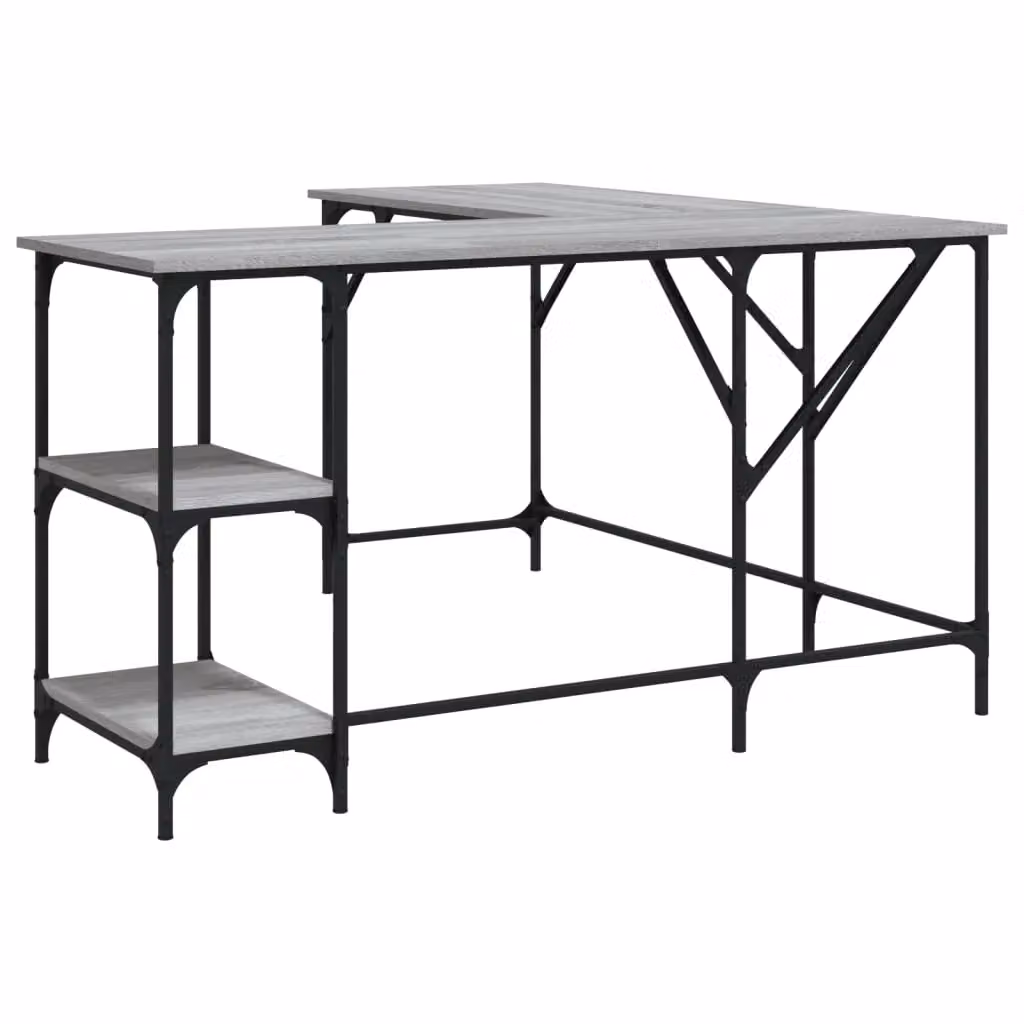 Berkfield Grey Sonoma Corner Home Desk in Engineered Wood W/D/H: 139 x 139 x 75 cm – 2